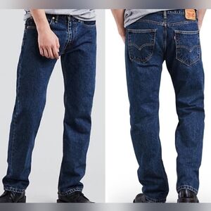 NEW Levi's Men's 505 Regular Straight Leg Sz 33X30 Dark Wash Denim Blue Jeans
